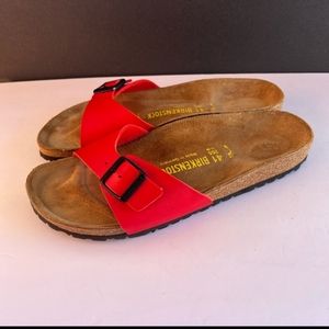 Birkenstock red slides